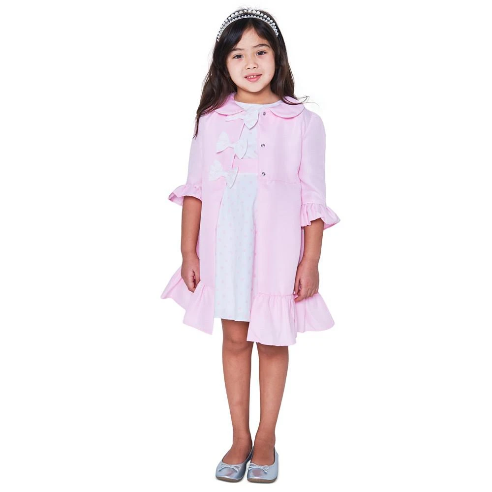 商品Rare Editions|Toddler Girls Printed Polka Dot Dress & Ruffled Coat,价格¥110,第1张图片