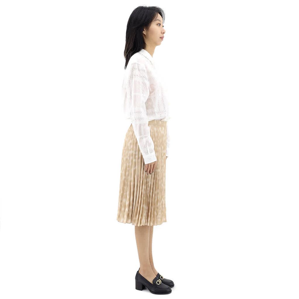 Beige Deer Print Pleated Skirt商品第2张图片规格展示