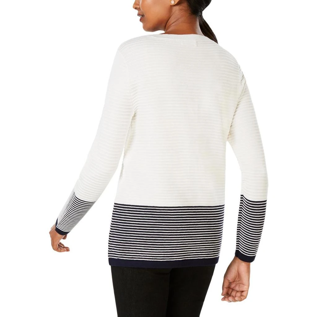 商品Charter Club|Petites Womens Colorblock Long Sleeves Pullover Sweater,价格¥162,第2张图片详细描述