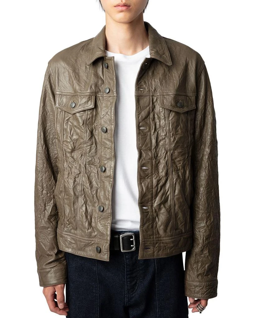 商品Zadig&Voltaire|Base Crinkle Leather Shirt Jacket,价格¥2679,第1张图片