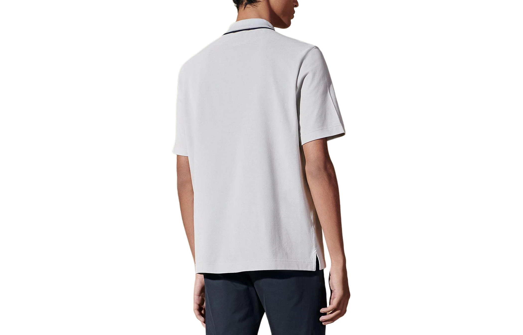 商品[国内直发] Hermes|爱马仕 SS24 纯色Logo刺绣贴袋休闲短袖Polo衫 男款 雾气白,价格¥4186,第5张图片详细描述