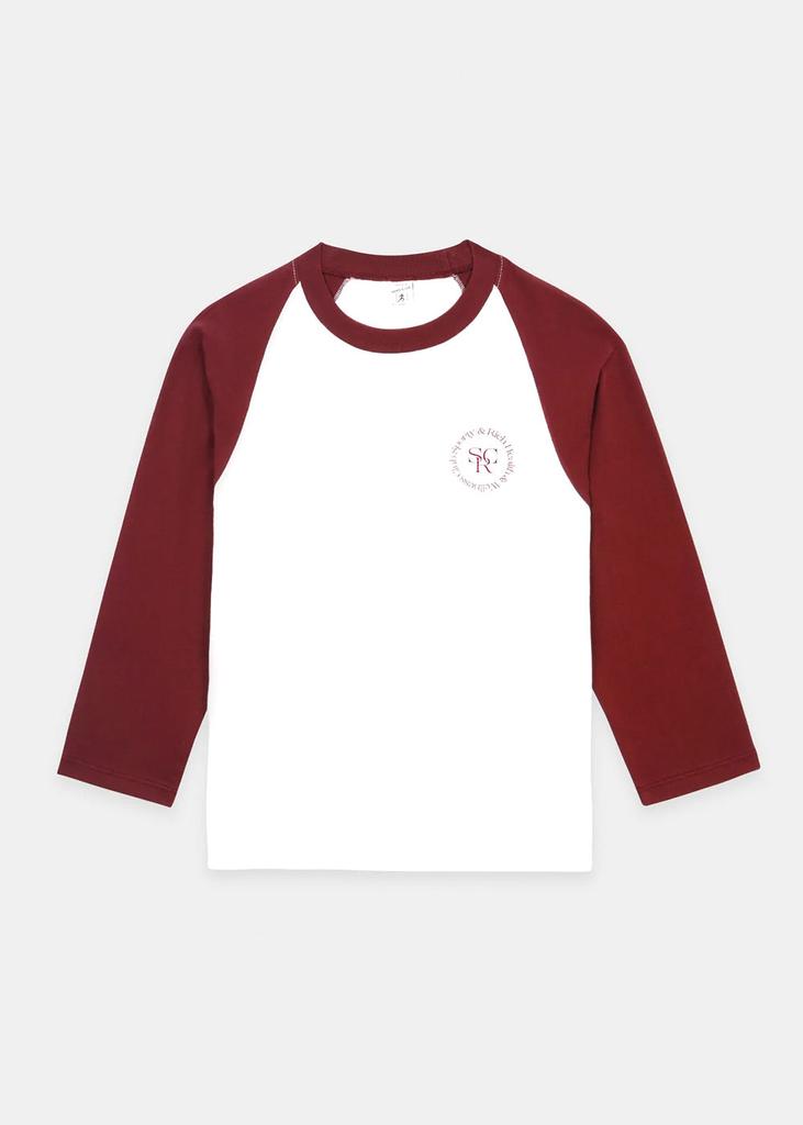 Sporty & Rich White & Merlot SRHWC Baseball T-Shirt商品第1张图片规格展示