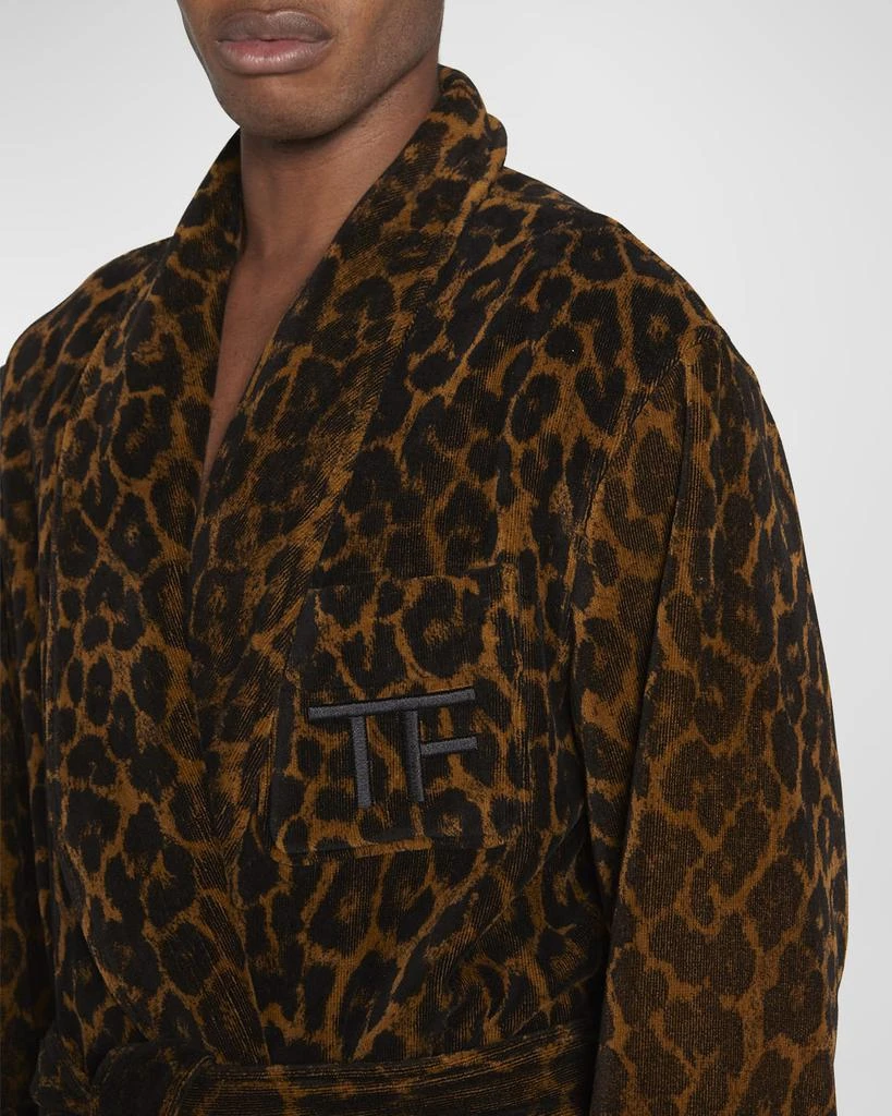 商品Tom Ford|Men's Leopard-Print TF-Logo Robe,价格¥4541,第5张图片详细描述