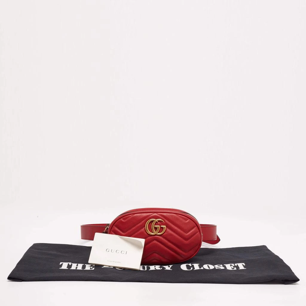 Gucci Red Matelasse Leather GG Marmont Belt Bag  商品