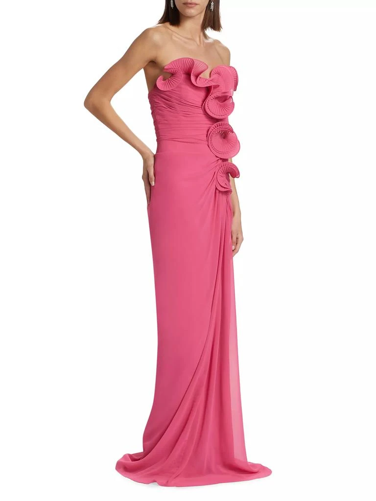 商品Badgley Mischka|Ruffled Georgette Strapless Gown,价格¥5207,第3张图片详细描述