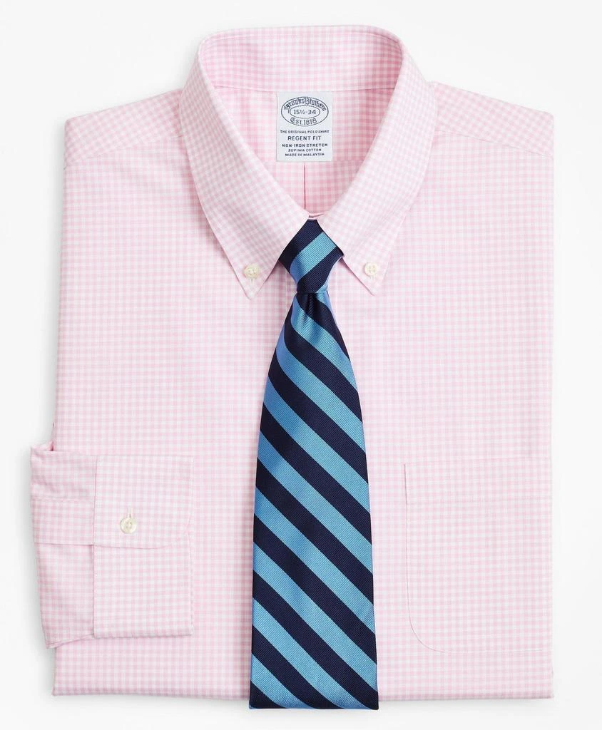 商品Brooks Brothers|Stretch Regent Regular-Fit  Dress Shirt, Non-Iron Poplin Button-Down Collar Gingham,价格¥489,第1张图片