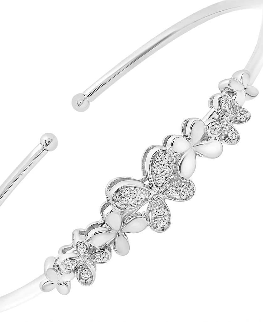 商品Macy's|Diamond Flower Flex Bangle Bracelet (1/6 ct. t.w.) in Sterling Silver,价格¥1519,第3张图片详细描述