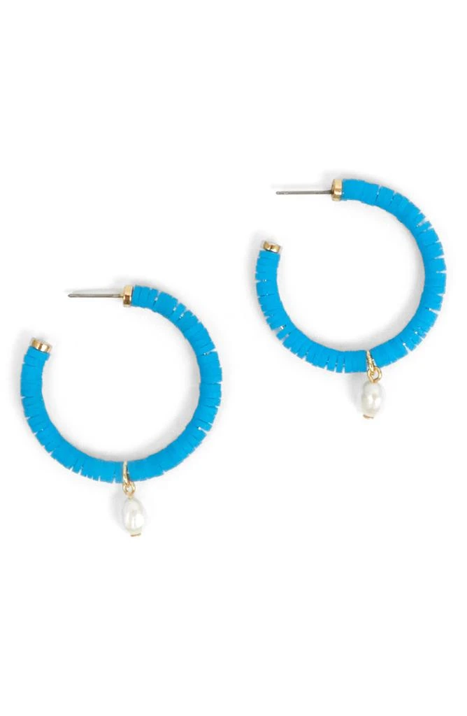 商品Clare V|Imitation Pearl Drop Stacked Bead Hoop Earrings,价格¥87,第1张图片