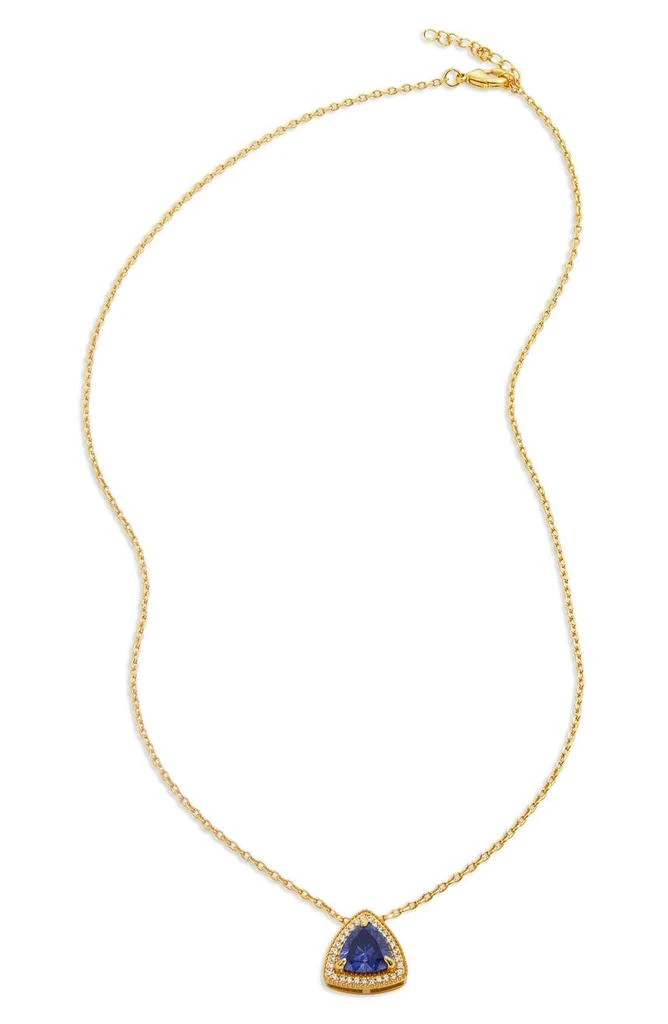 商品Savvy Cie Jewels|18K Yellow Gold Plated Sterling Silver Trillion Cut CZ Halo Pendant Necklace,价格¥340,第1张图片