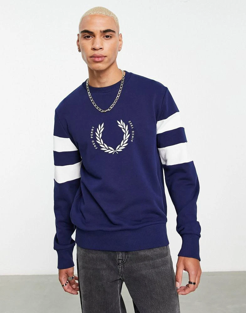 商品Fred Perry|Fred Perry bold tipped sweatshirt in navy,价格¥954,第1张图片