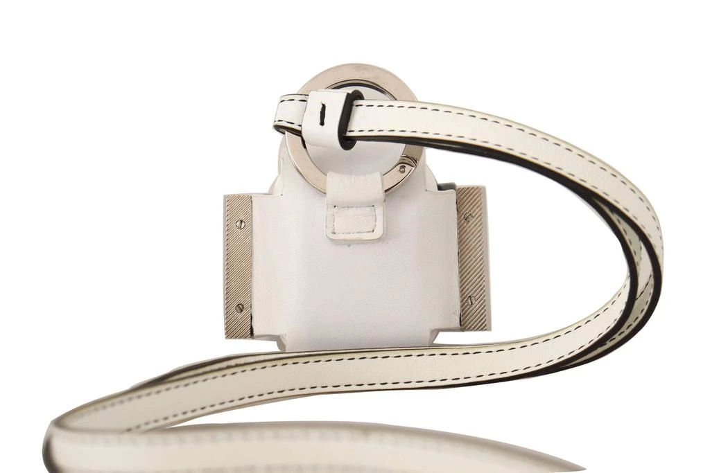 商品Dolce & Gabbana|Dolce & Gabbana White Black Leather Strap Silver Metal Logo Airpods Case,价格¥1625,第3张图片详细描述