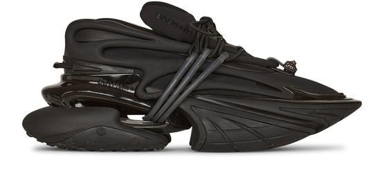 商品Balmain|Unicorn 黑色皮革、氯丁橡胶低帮运动鞋,价格¥6813,第1张图片