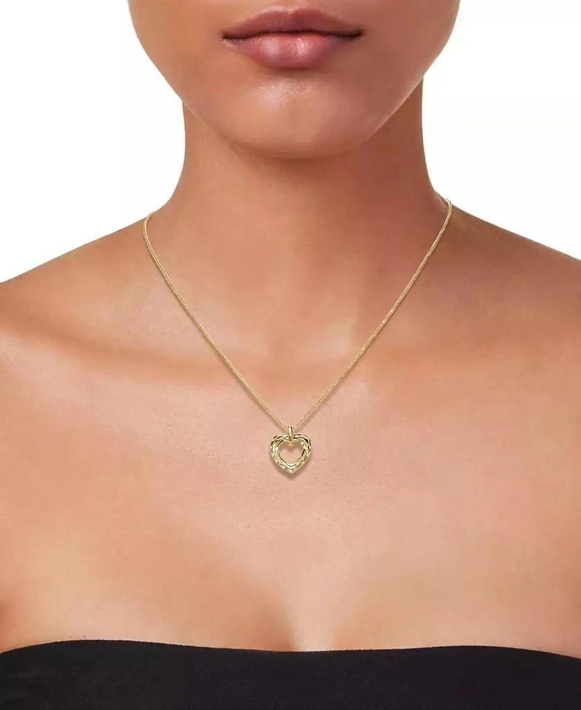 商品Macy's|Textured Open Heart 18" Pendant Necklace in 10k Gold,价格¥3292,第2张图片详细描述