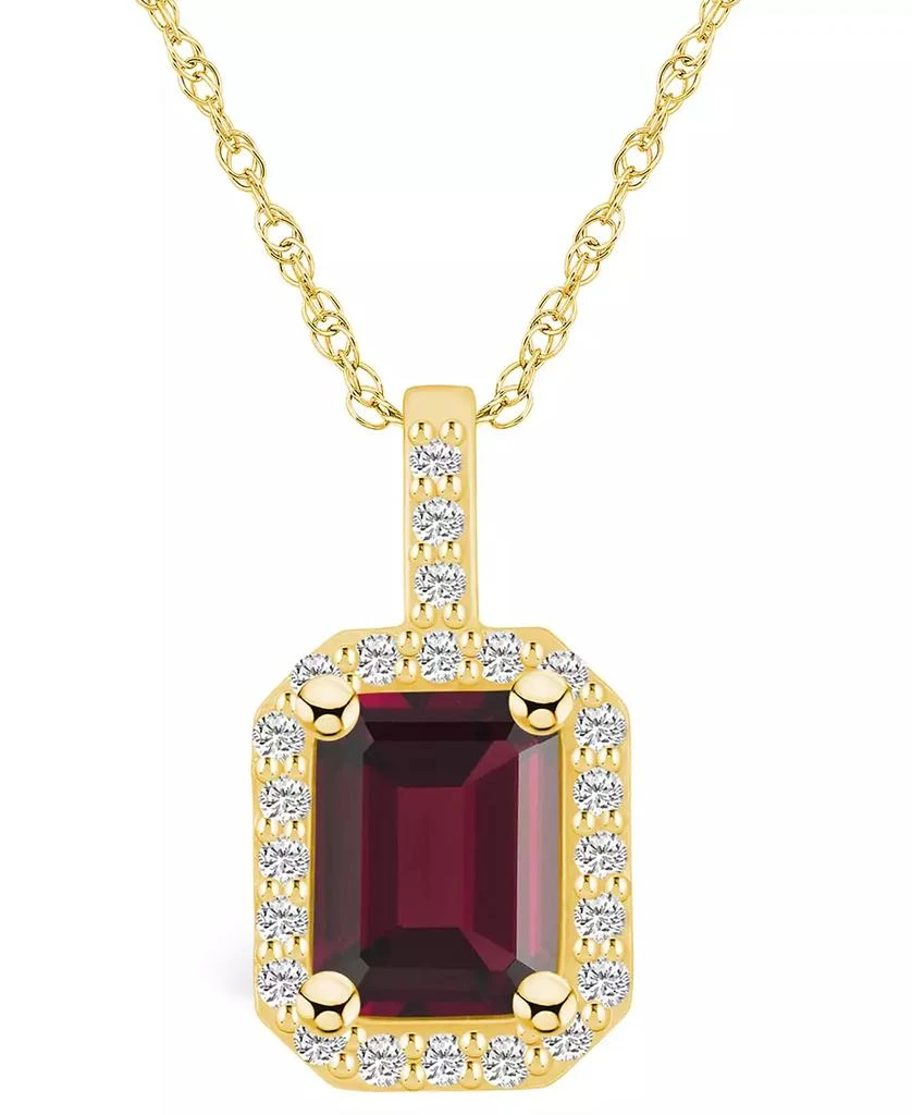 商品Macy's|Garnet (2 Ct. T.W.) and Diamond (1/4 Ct. T.W.) Halo Pendant Necklace in 14K Yellow Gold,价格¥7063,第1张图片