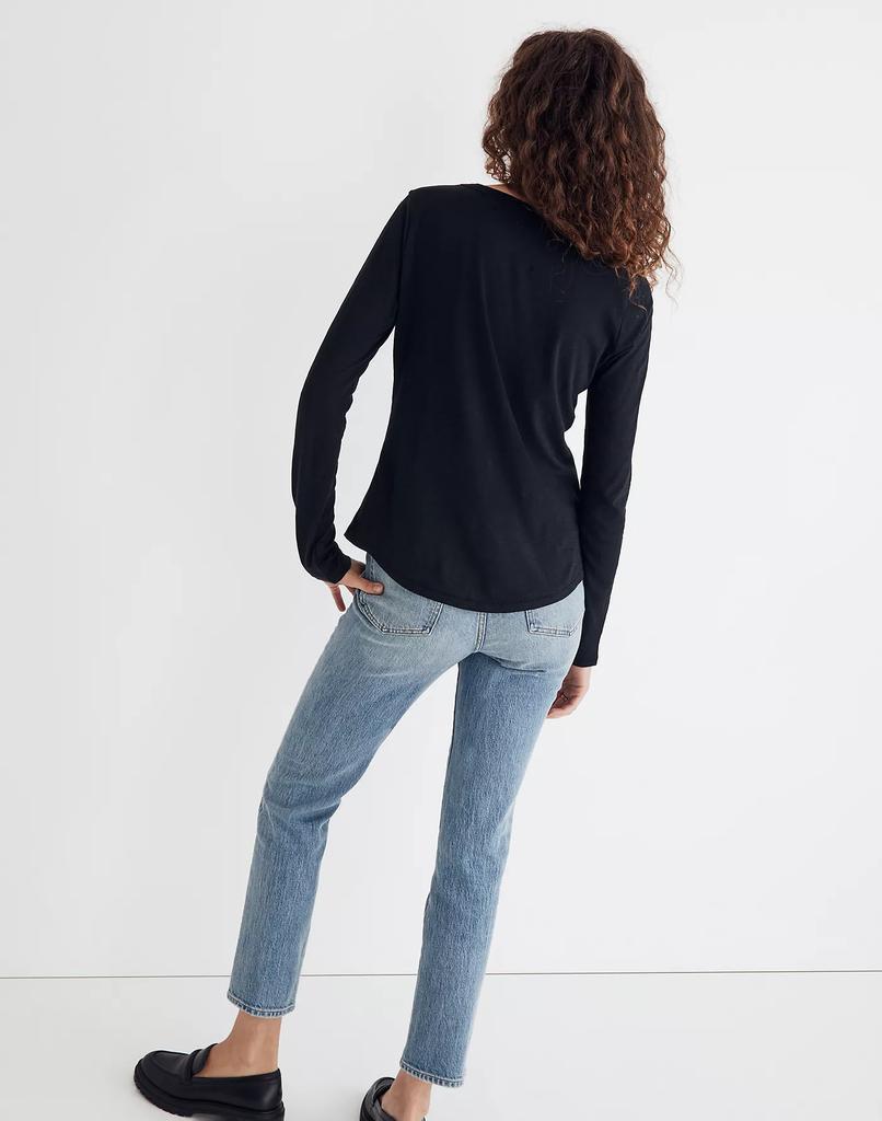 商品Madewell|Whisper Cotton Rib-Crewneck Long-Sleeve Tee,价格¥181,第5张图片详细描述