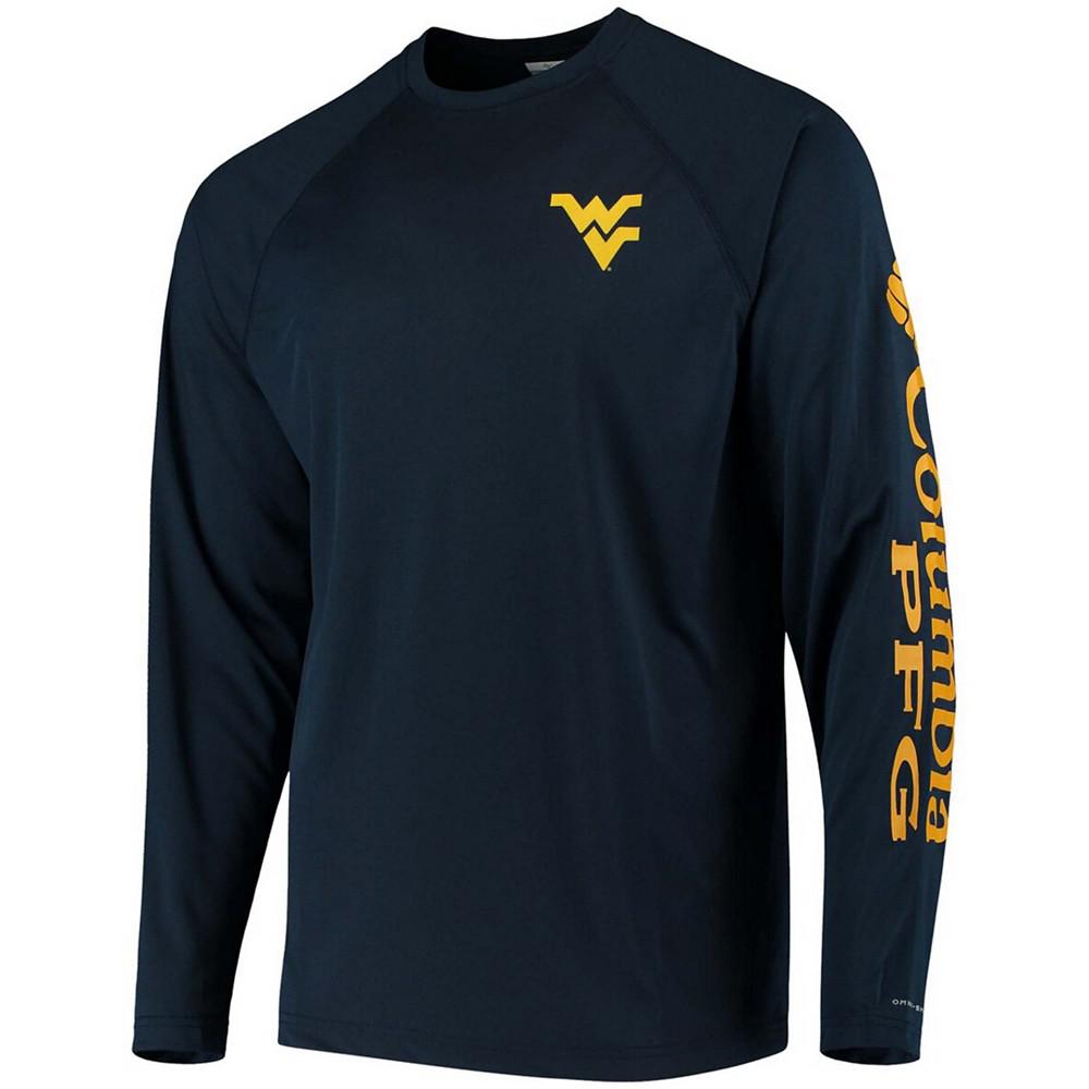 Men's PFG Navy West Virginia Mountaineers Terminal Tackle Omni-Shade Long Sleeve T-shirt商品第2张图片规格展示