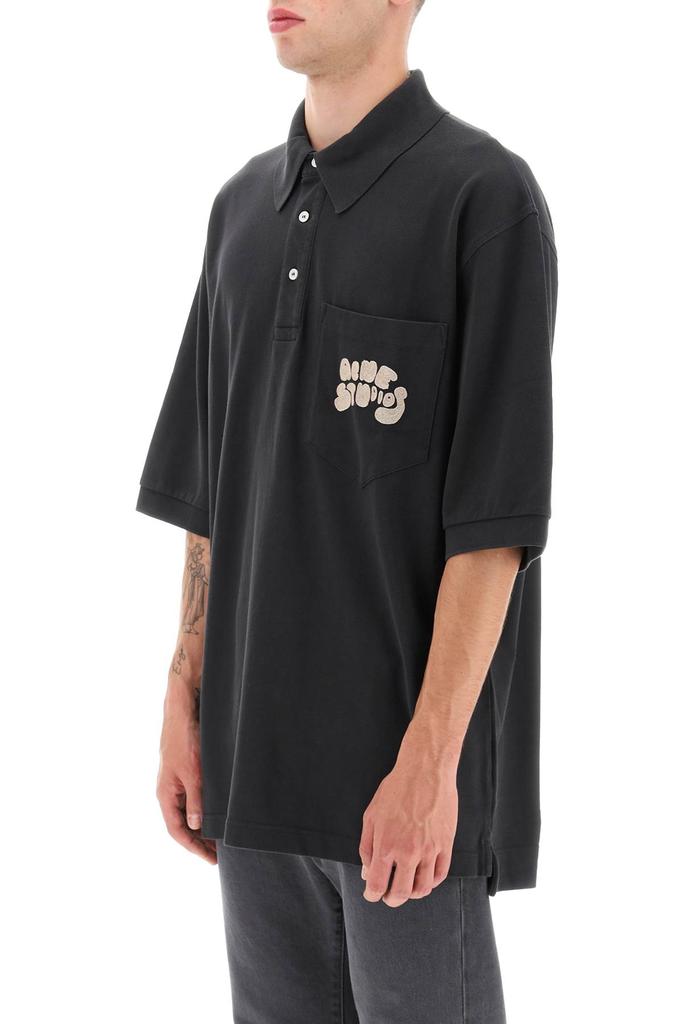 Acne Studios Oversized Polo Shirt With Embroidered Logo商品第4张图片规格展示