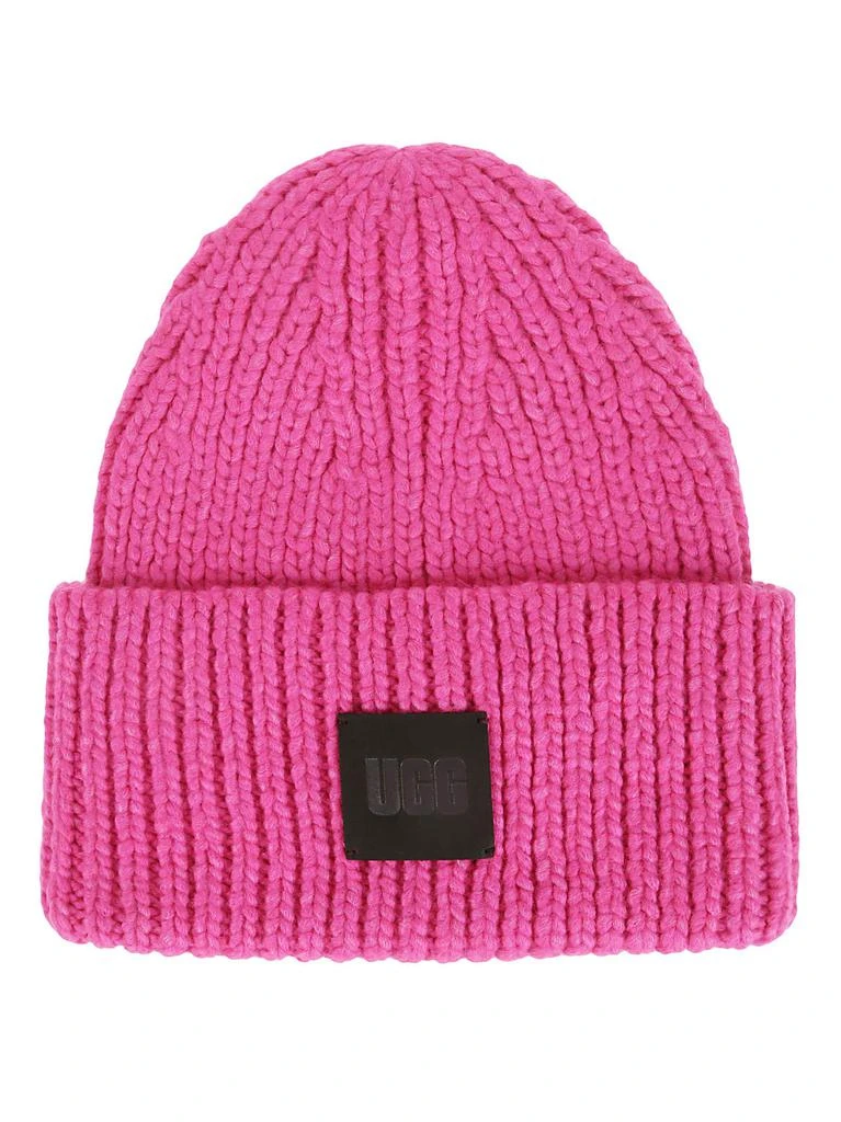 商品UGG|UGG W Chunky Rib Beanie W Logo Neon Pink,价格¥530,第1张图片