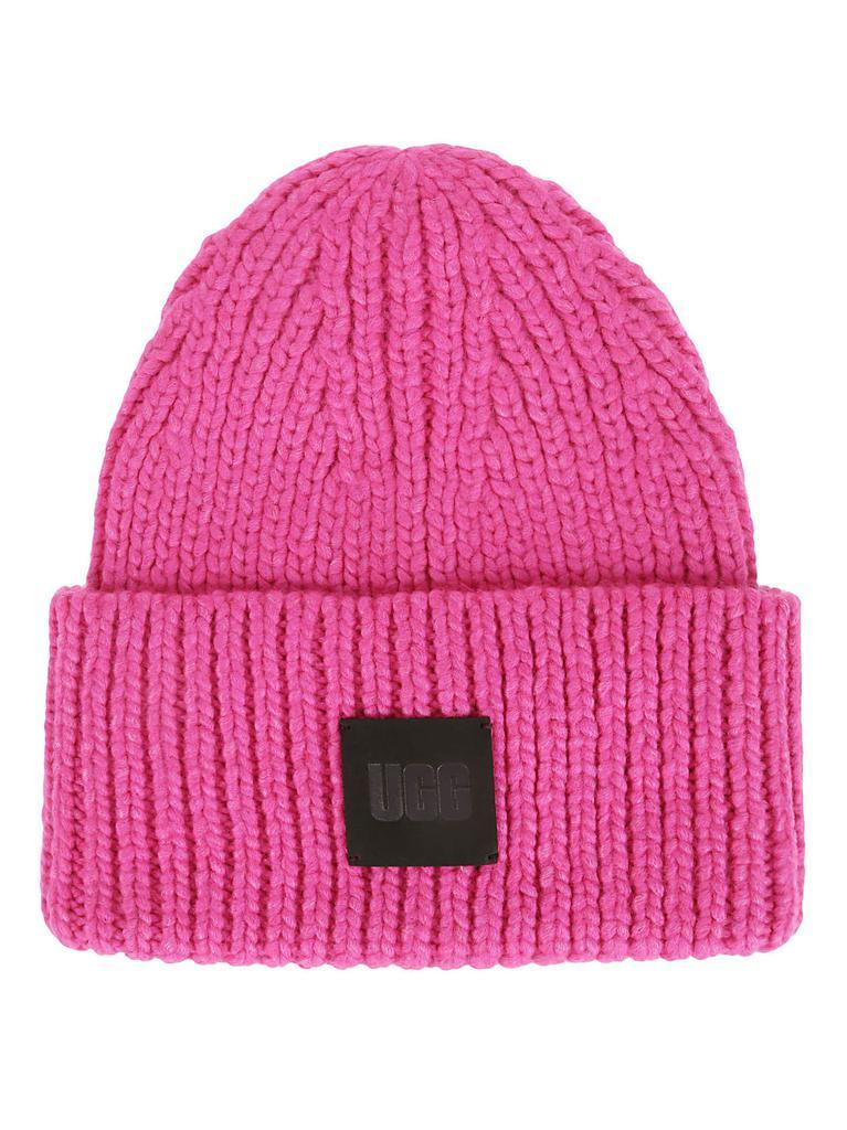 商品UGG|UGG W Chunky Rib Beanie W Logo Neon Pink,价格¥563,第1张图片