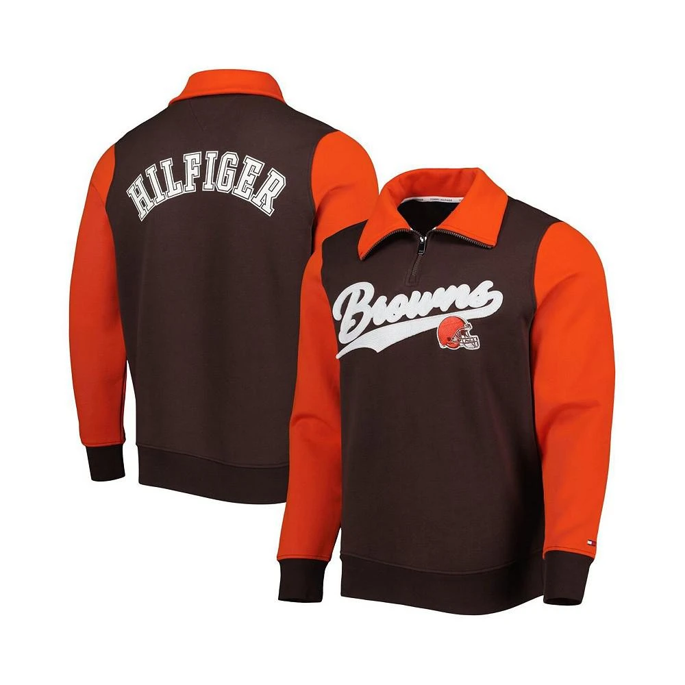 商品Tommy Hilfiger|Men's Brown, Orange Cleveland Browns Aiden Quarter-Zip Top,价格¥603,第1张图片