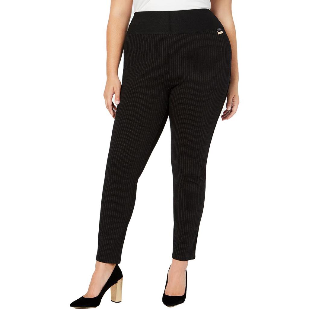 Calvin Klein Womens Plus Embellished Pinstripe Skinny Pants商品第1张图片规格展示