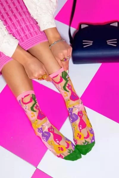 商品Sock Candy|Sock Candy Dopamine Cats Sheer Sock,价格¥136,第4张图片详细描述