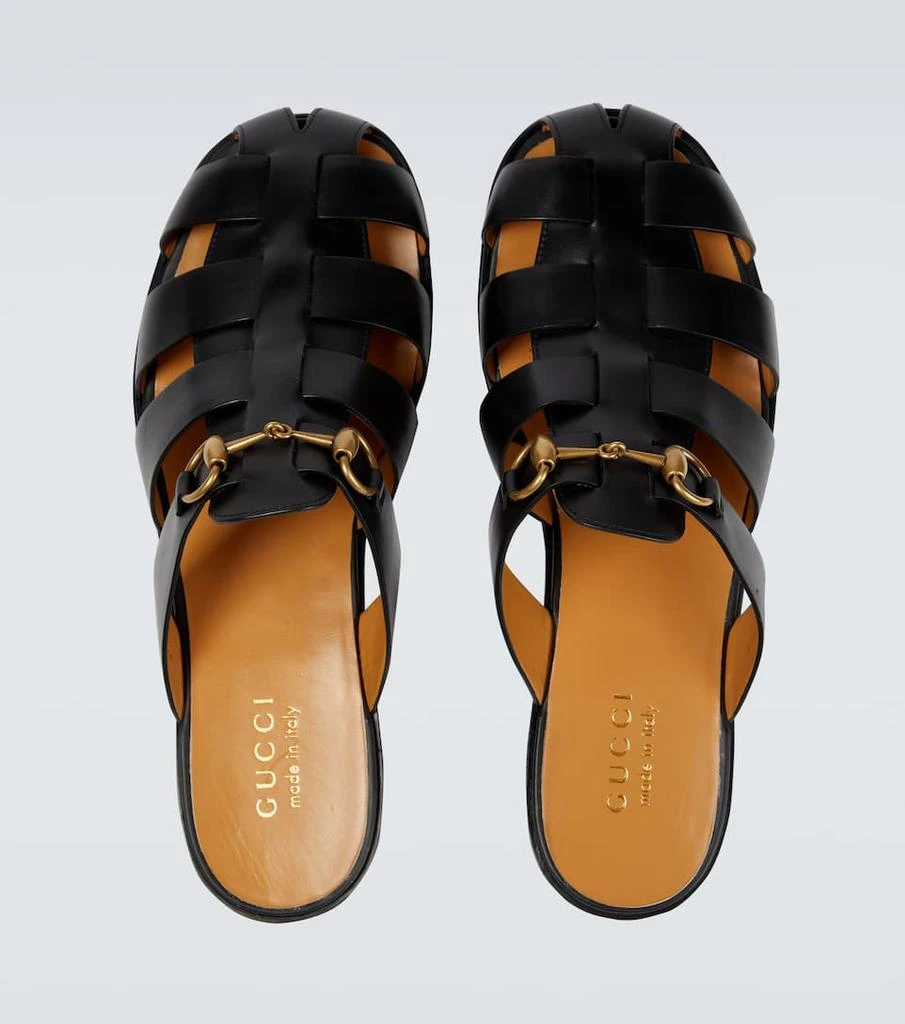 商品Gucci|Horsebit leather slippers,价格¥6715,第4张图片详细描述