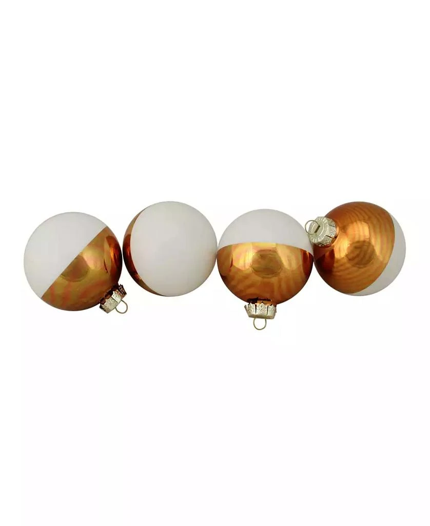 商品Northlight|4ct Shiny White and Gold Color Block Christmas Glass Ball Ornaments 3.25" 80mm,价格¥245,第1张图片