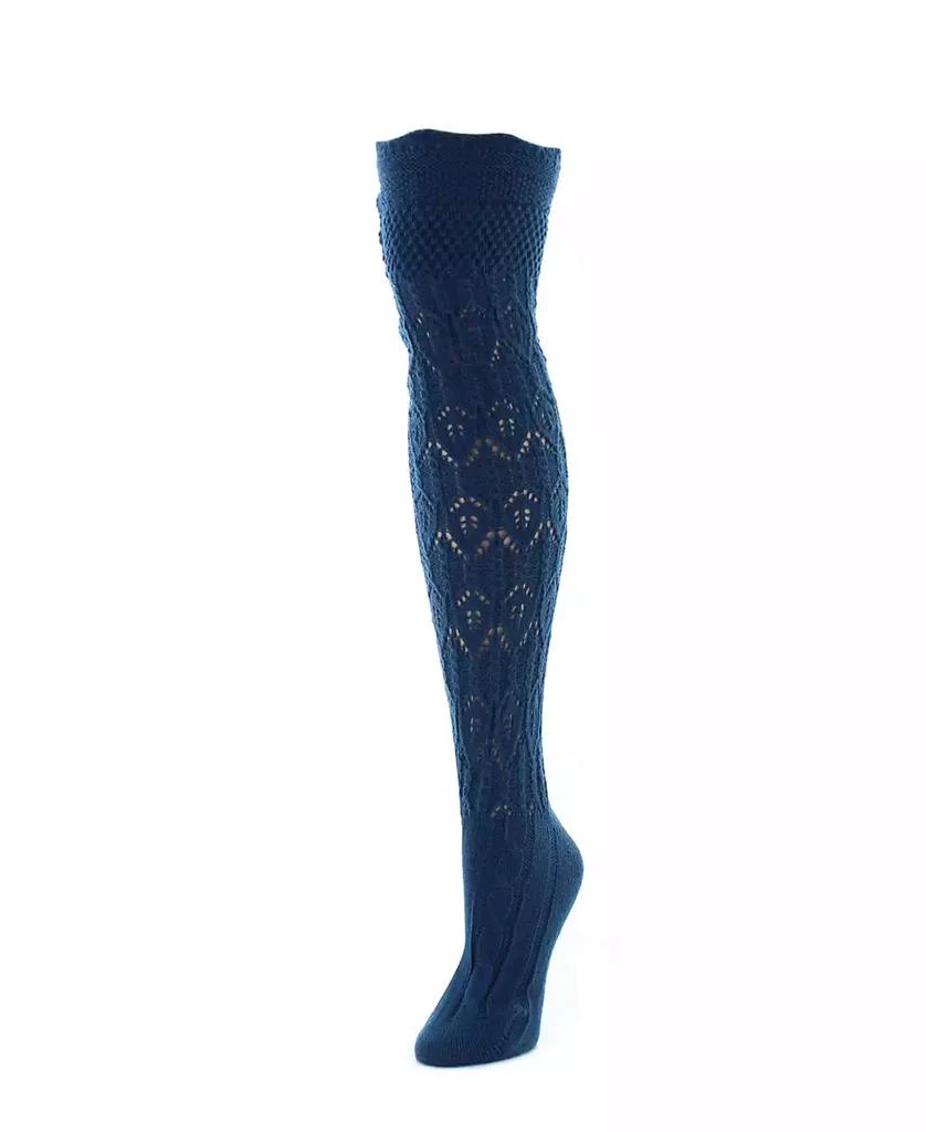 商品Memoi|Women's Diamond Pointelle Chunky Knit Over-The-Knee Warm Socks,价格¥180,第1张图片详细描述