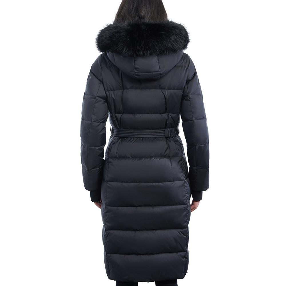 商品Michael Kors|Women's Belted Faux-Fur-Trim Hooded Maxi Puffer Coat,价格¥1177,第4张图片详细描述