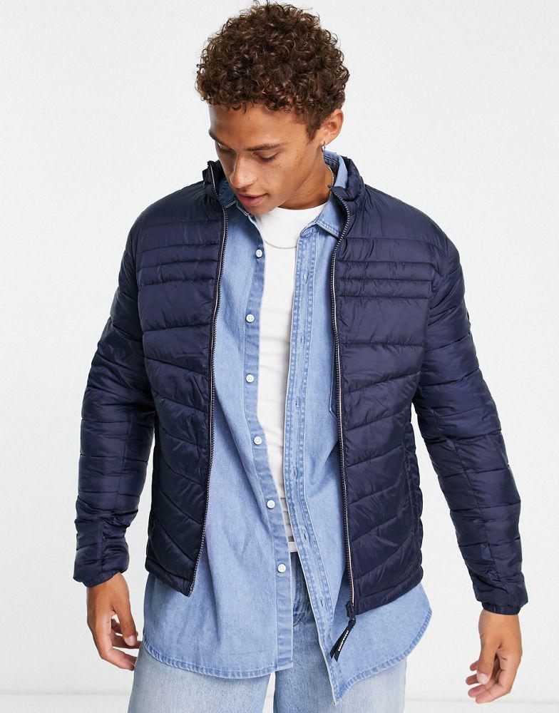 商品Jack & Jones|Jack & Jones Essentials padded jacket with stand collar in navy,价格¥284,第1张图片