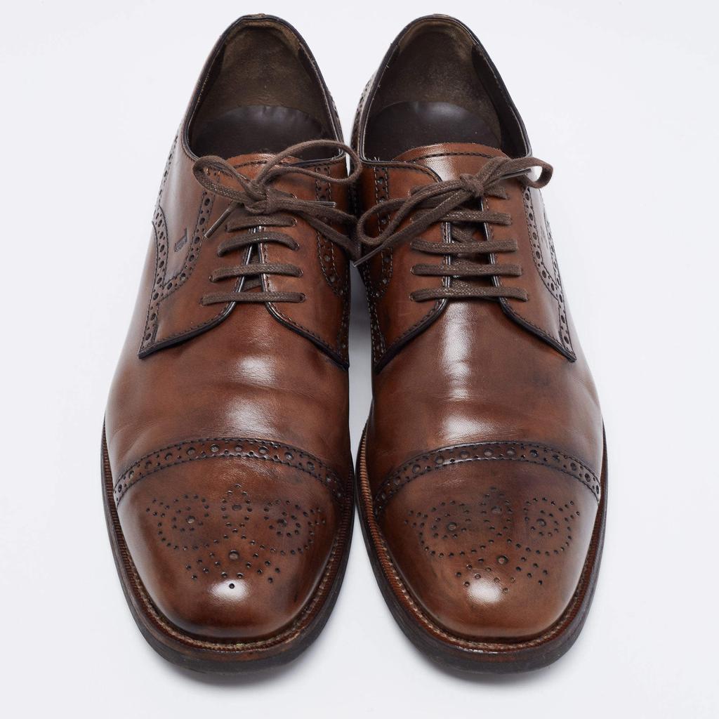 Tod's Dark Brown Brogue Leather Lace Up Derby Size 44.5商品第3张图片规格展示