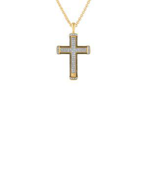 14K Yellow Goldplated Sterling Silver & 0.5 TCW Diamond Cross Pendant Necklace/22"商品第1张图片规格展示