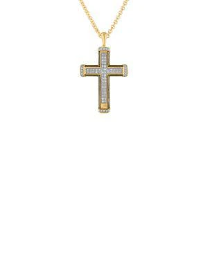 商品Esquire Men's Jewelry|14K Yellow Goldplated Sterling Silver & 0.5 TCW Diamond Cross Pendant Necklace/22",价格¥3601,第1张图片