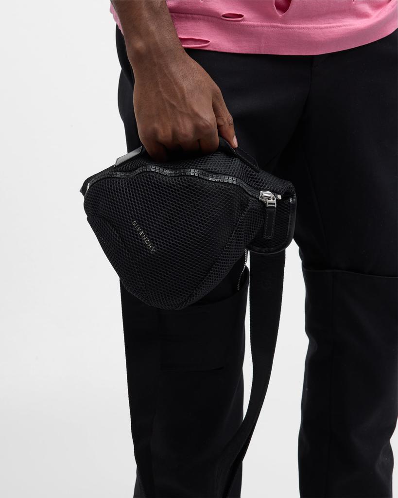 モダン ジバンシィ G-Zip Triangle ショルダーバッグ メッシュ Givenchy Men's G-Zip Small Mesh Triangle Belt Bag - Luggage