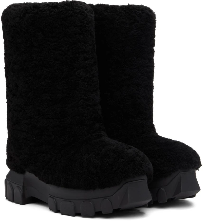 商品Rick Owens|Black Shearling Lunar Tractor Boots,价格¥4318,第4张图片详细描述