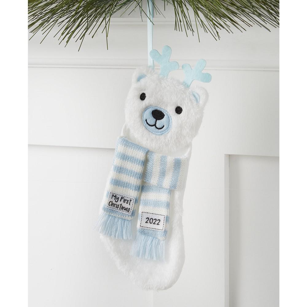 2022 Baby's First Bear Mini Stocking with Blue Scarf Ornament, Created for Macy's商品第1张图片规格展示
