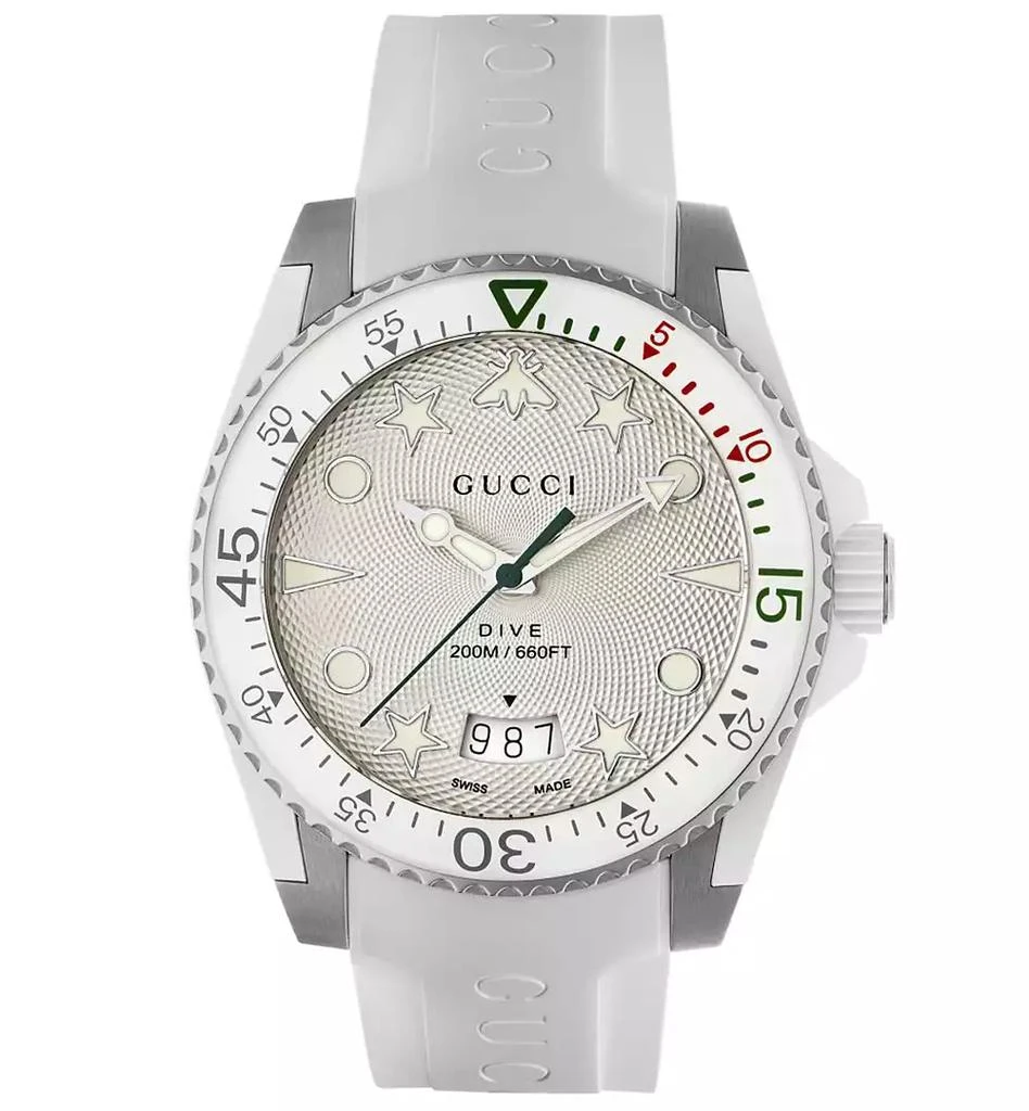 商品Gucci|Men's Swiss Dive White Rubber Strap Watch 40mm,价格¥10851,第1张图片