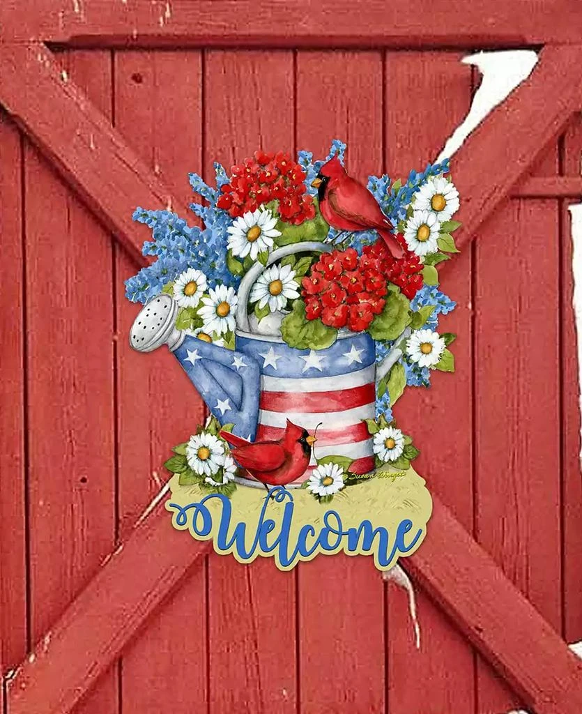 商品Designocracy|Holiday Wooden Door Decor Wall Decor American Watering Can S. Winget,价格¥989,第5张图片详细描述