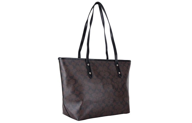 商品[国内直发] Coach|蔻驰 City Zip Tote 30 老花满印拉链开合 涂层帆布 托特包Tote包购物袋手提单肩包 大号 女款 棕黑色,价格¥2337,第5张图片详细描述