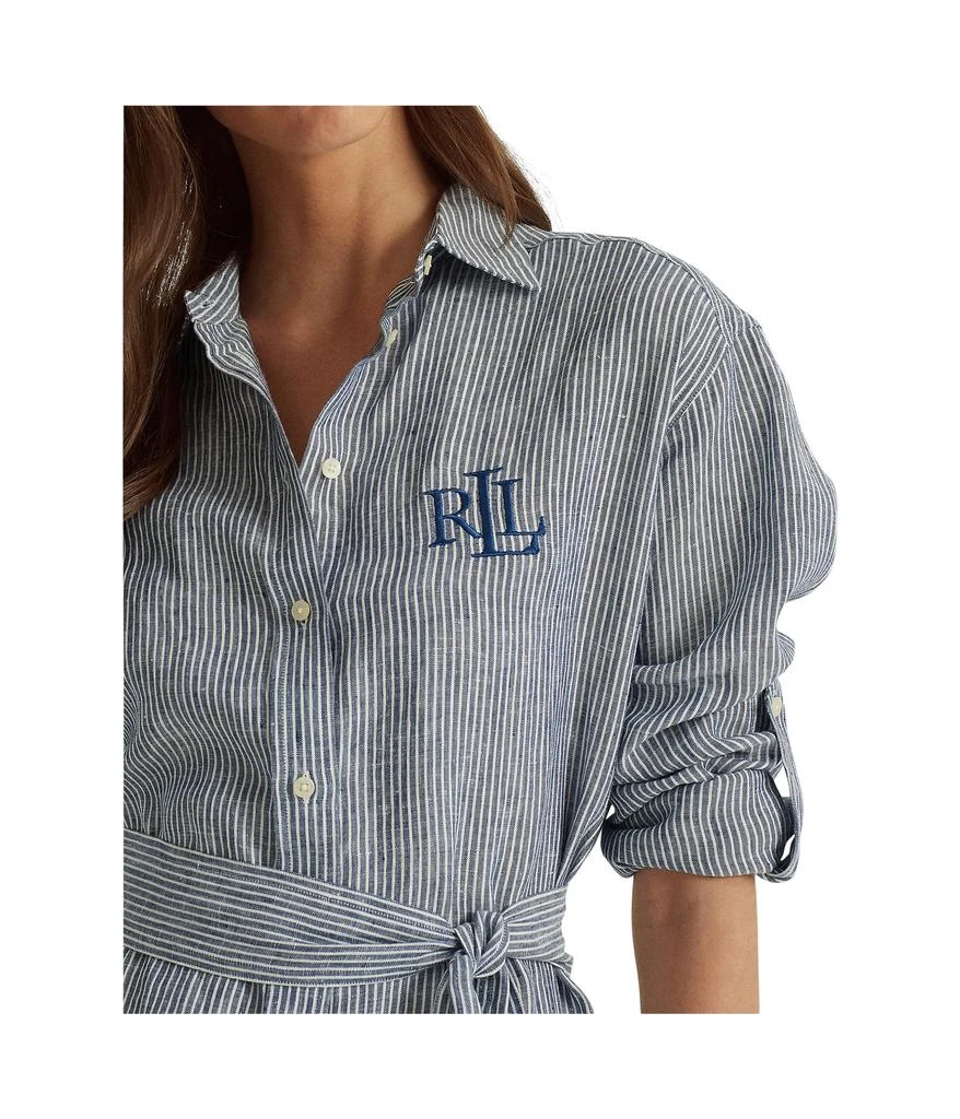 商品Ralph Lauren|Petite Striped Logo Linen Shirt,价格¥380,第3张图片详细描述