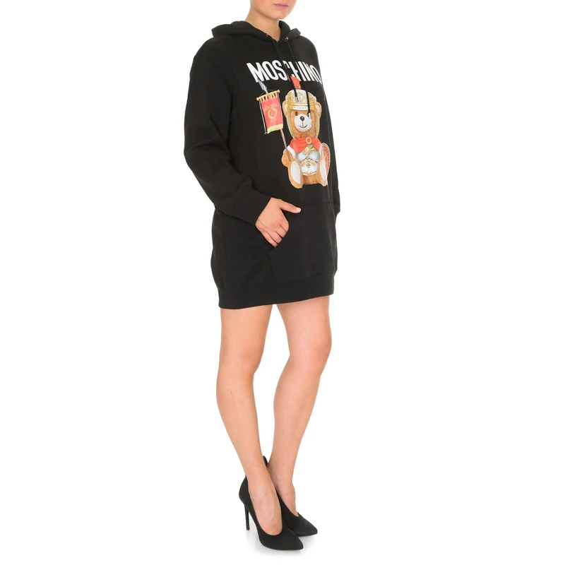 Moschino 莫斯奇诺 女士黑色罗马泰迪熊卫衣式连衣裙 EV0427-5527-2555-912 商品