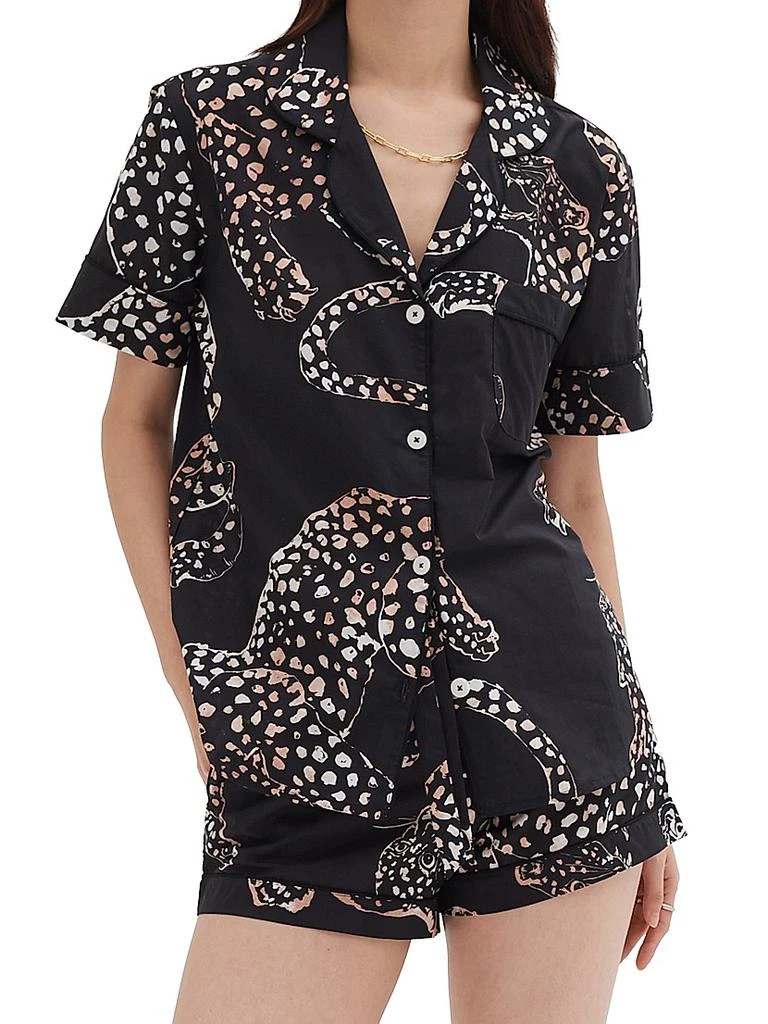 商品Desmond & Dempsey|Jaguar Print Cotton Short Pajama Set,价格¥1438,第3张图片详细描述
