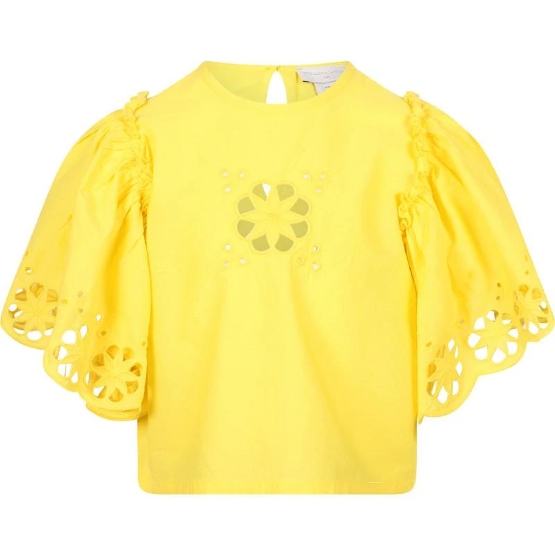 商品Stella McCartney|Perforated flowers organic blouse in yellow,价格¥560,第1张图片