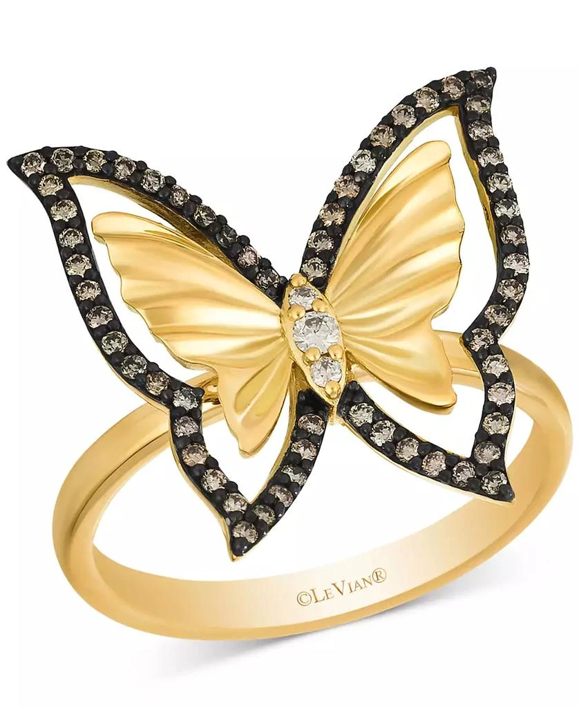 商品Le Vian|Chocolate Diamond & Nude Diamond Butterfly Ring (1/3 ct. t.w.) in 14k Gold,价格¥9424,第4张图片详细描述