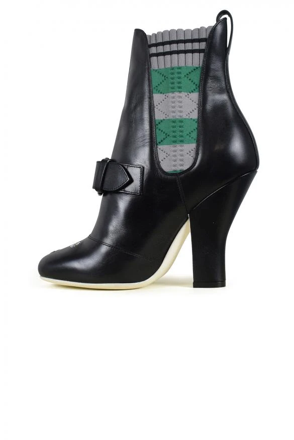 商品Fendi|Women luxury shoes fendi ankle boots in black leather with flowers,价格¥4131,第4张图片详细描述