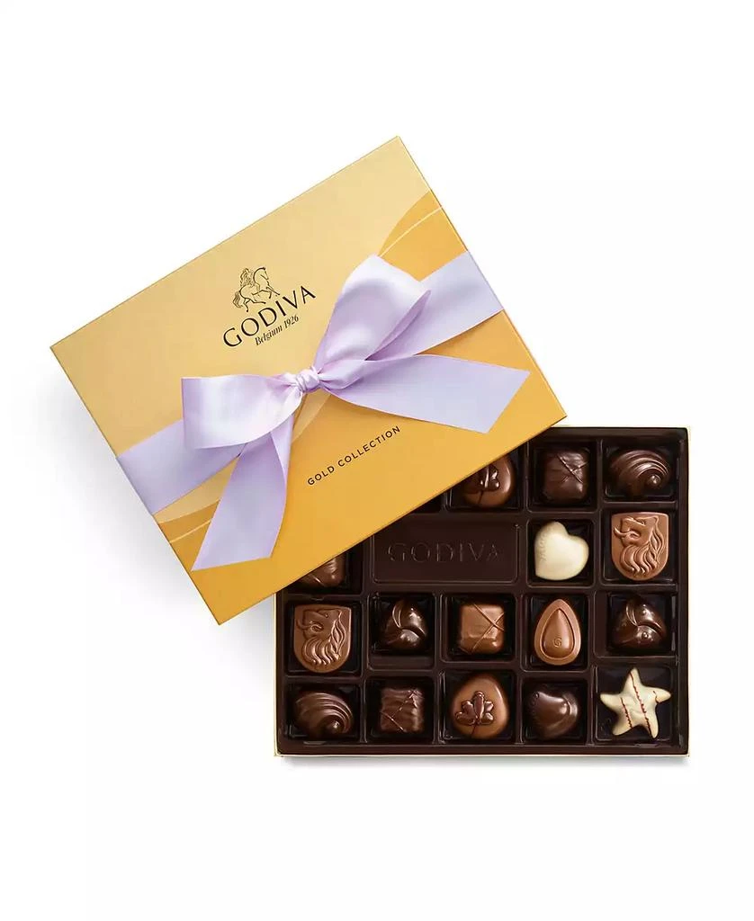 商品Godiva|Assorted Milk Chocolate Gift Box with Orchid Ribbon, 18 Pieces,价格¥239,第1张图片