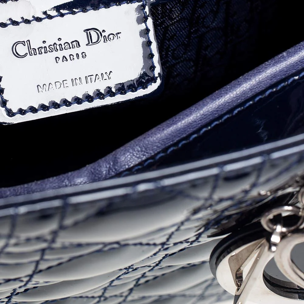 Dior Navy Blue Cannage Patent Leather Large Lady Dior Tote 商品