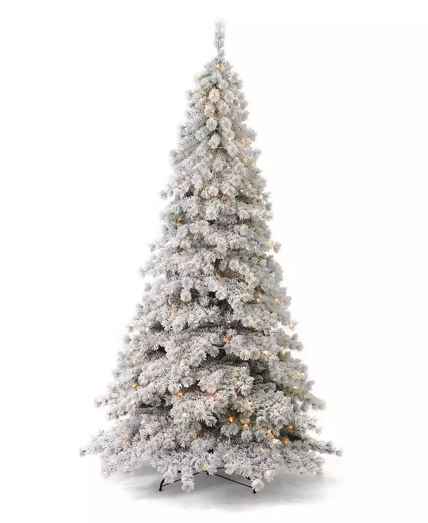 商品Seasonal|Flocked Winter Fir 9' Pre-Lit Flocked Hard Needle Tree with Metal Stand 1198 Tips, 400 Warm LED, Remote, EZ-Connect, Storage Bag,价格¥9097,第1张图片