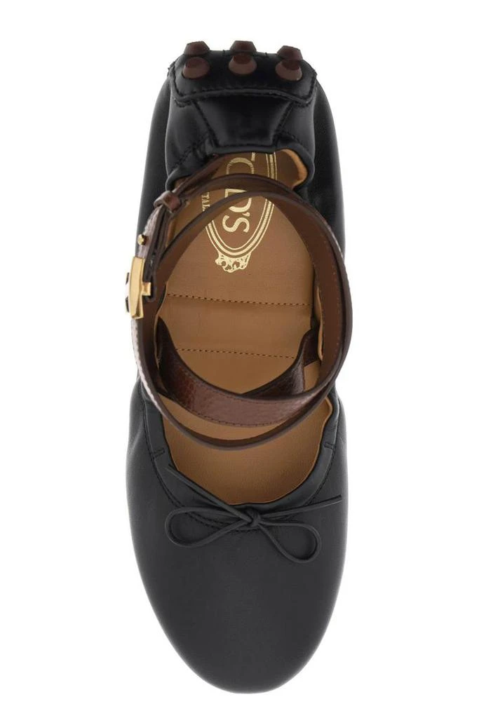 商品Tod's|Tod's bubble leather ballet flats shoes with strap,价格¥3811,第2张图片详细描述
